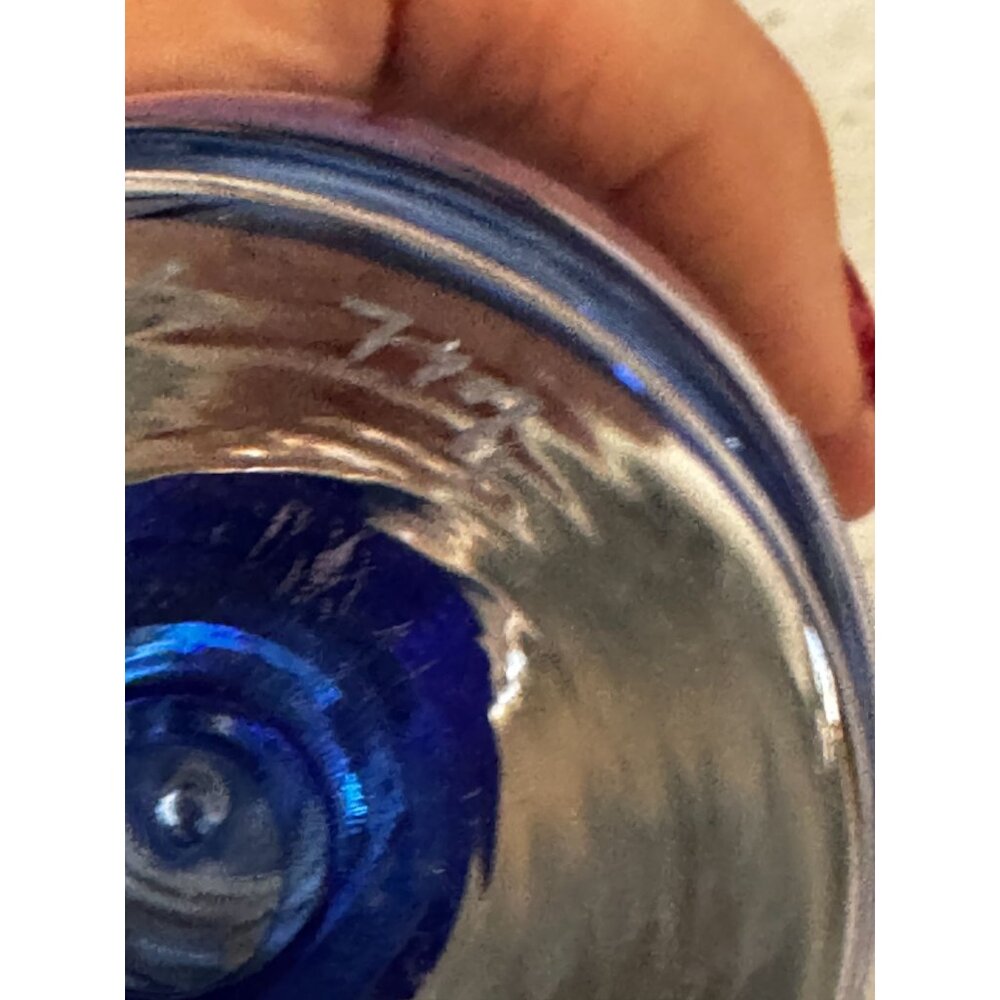 Vintage Vas Vitreum Sweden Cobalt Bubble Art Glass Bud Vase 10" Signed With Gift - Picture 11 of 11